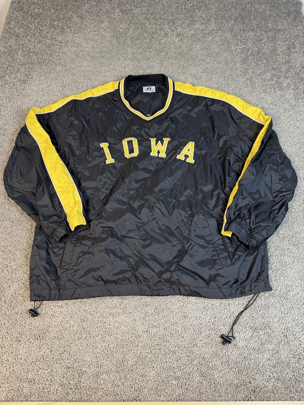 Iowa Hawkeyes Jacket Mens XL Black Lind Windbreaker Football Russell Athletic